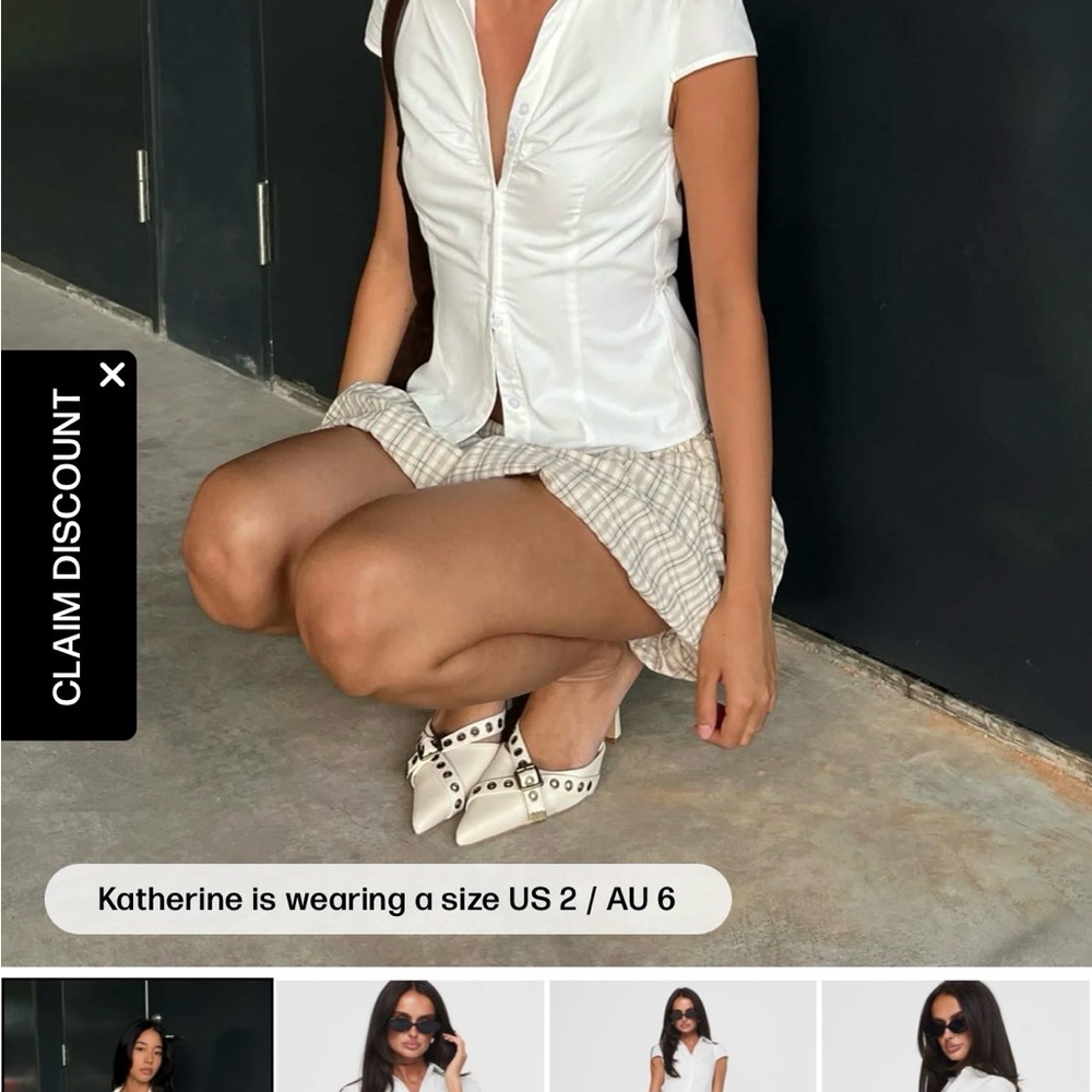 Princess Polly White Button-Front Top